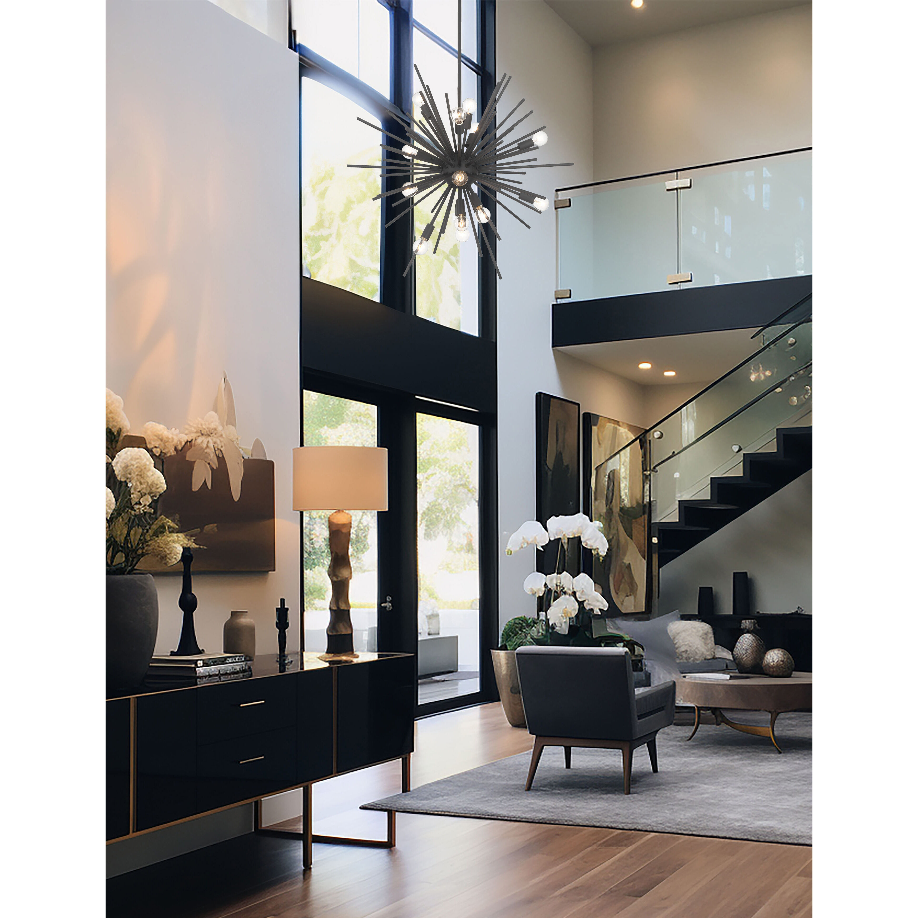 Bessel 15 Light 30 inch Sand Coal Pendant Ceiling Light